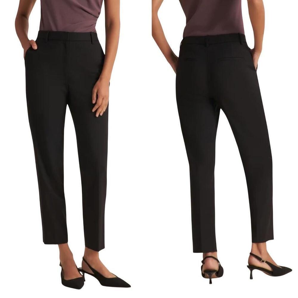 M.M. LaFleur Mejia Pants 12 Black Washable Wool Twill Lined Pockets Trousers